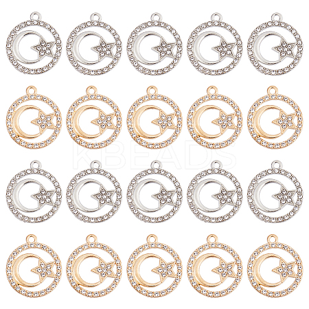60Pcs 2 Colors Alloy Crystal Rhinestone Pendants FIND-DC0006-39-1