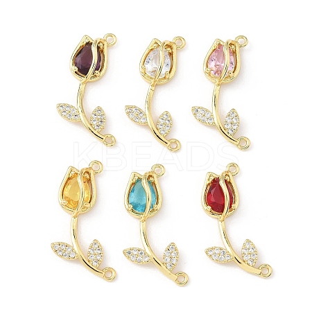 Brass Micro Pave Clear Cubic Zirconia Pendants KK-B141-02G-1