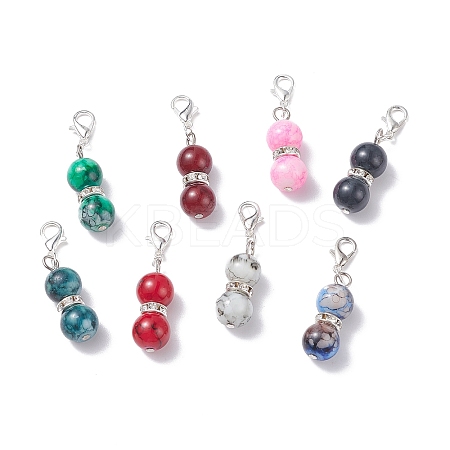 8Pcs Baking Paint Glass Beaded Pendant Decorations HJEW-JM00640-02-1-1