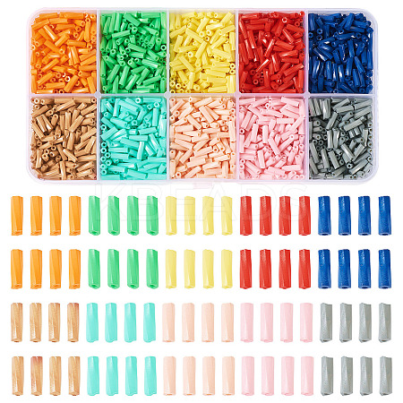 80G 10 Colors Baking Paint Glass Twist Bugle Beads SEED-TA0001-47-1