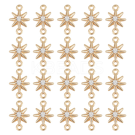 20Pcs Brass Pave Clear Cubic Zirconia Connector Charms KK-GO0001-67-1