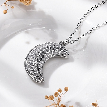 304 Stainless Steel Openable Moon Pendant Cable Chain Necklaces for Women STAS-Z114-18P-1