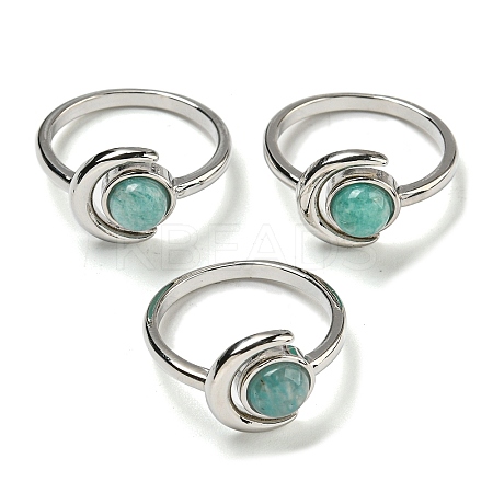 Natural Amazonite Adjustable Rings RJEW-K269-09P-10-1