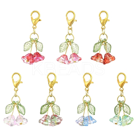 7Pcs Glass & Acrylic Pendant Decorations HJEW-YW00125-1