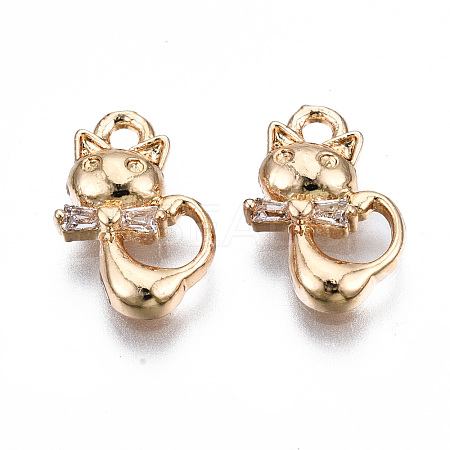 Brass Micro Pave Clear Cubic Zirconia Charms KK-S359-122-RS-1