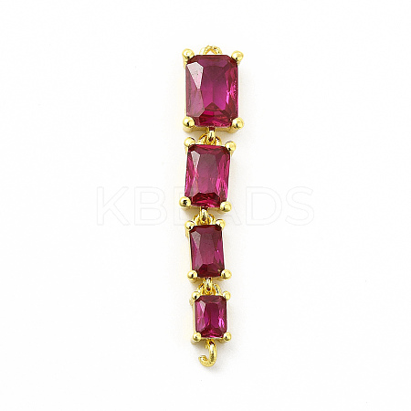 Brass Pave Cubic Zirconia Connector Charms KK-G458-01G-01-1
