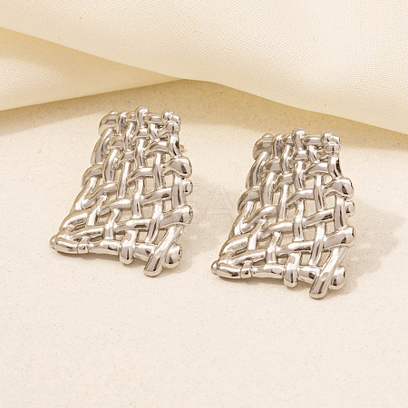 Non-Tarnish Stylish Irregular Stainless Steel Web Stud Earrings for Women CF3363-7-1