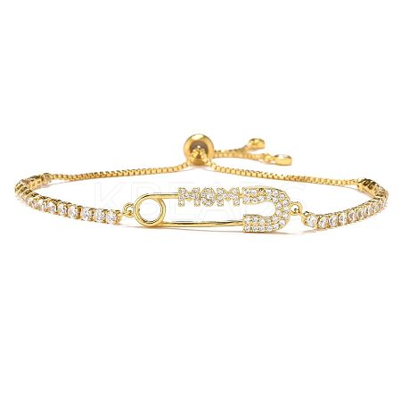 Mother's Day Brass Micro Pave Clear Cubic Zirconia Slider Bracelets FS-WGA4315-01-1