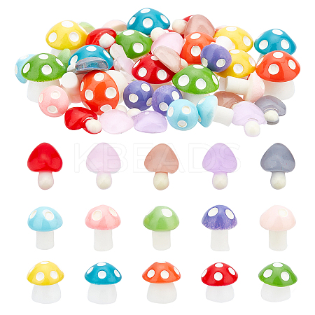 60Pcs Mushroom Resin Home Ornaments & Cabochons DJEW-OC0001-10-1