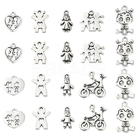 100Pcs 10 Styles Tibetan Style Alloy Pendants FIND-CJ0002-30-1