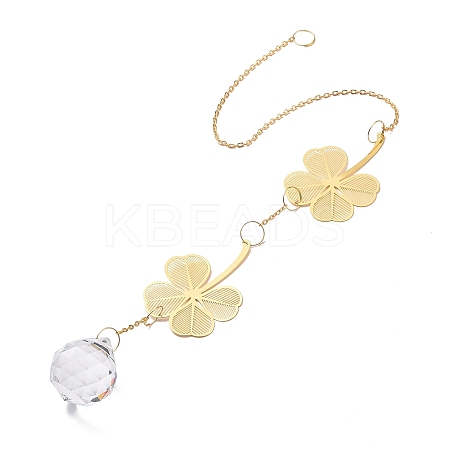 Faceted Glass Sun Catcher Pendant Decorations LS-AJEW-A037-06G-1