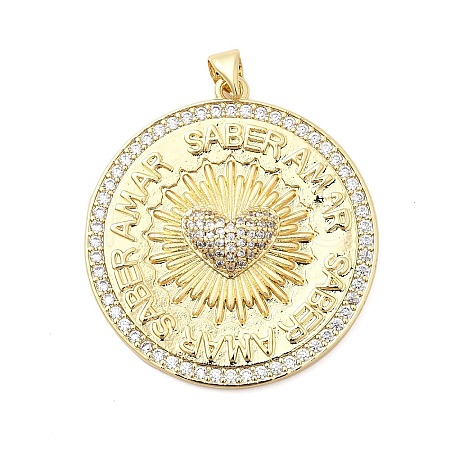 Brass Micro Pave Cubic Zirconia Pendants KK-H529-14G-1