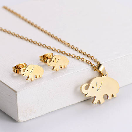 201 Stainless Steel Pendant Necklace & Stud Earring Sets FS-WGB816B-28-1
