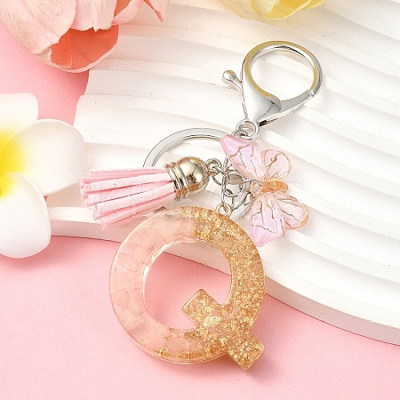 Resin & Acrylic & Faux Suede Tassel Keychain KEYC-YW00123-17-1