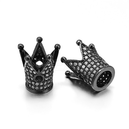 Brass Micro Pave Cubic Zirconia Crown Beads LS-ZIRC-M069-14B-NR-1
