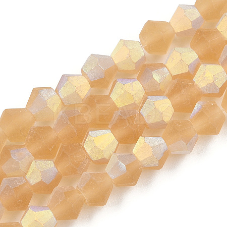 Imitate Austrian Crystal Bicone Frosted Glass Beads Strands GLAA-F029-TM3mm-A18-1