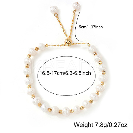 Natural Pearl and Gold Bead Slider Women's Bracelets QK8220-4-1