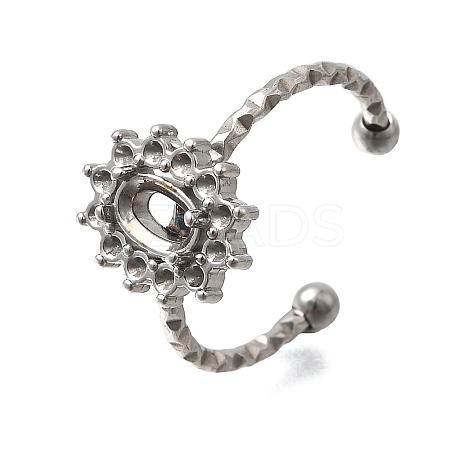 Oval 304 Stainless Steel Adjustable Cuff Ring Components STAS-H237-02A-P-1
