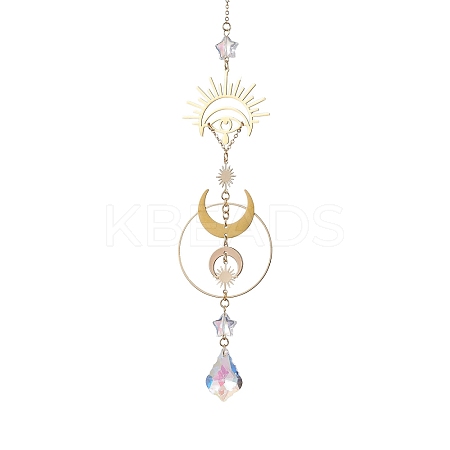 Brass Moon Eye Hanging Ornaments HJEW-TA00219-1