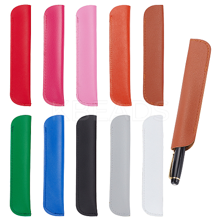 10Pcs 10 Colors PU Leather Pen Case AJEW-CA0002-25-1
