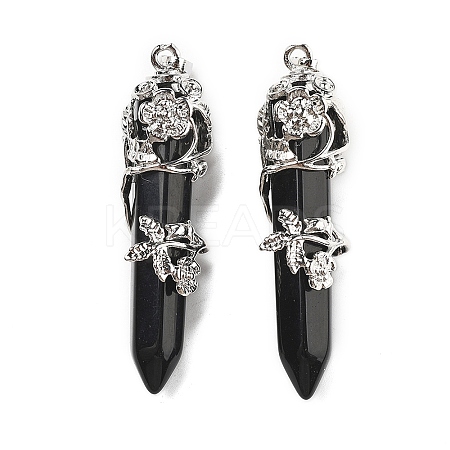 Natural Obsidian Big Pointed Pendants G-A172-16E-1