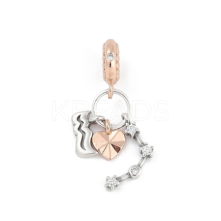 Brass Pendants with Cubic Zirconia European Beads KK-Q015-01A-1