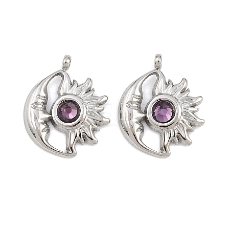 304 Stainless Steel Rhinestone Pendants STAS-Z166-24P-02-1