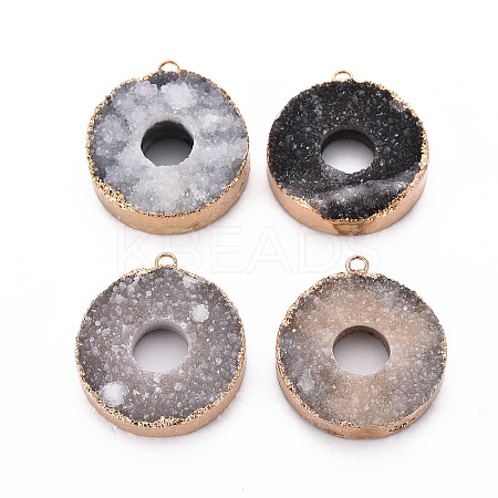 Edge Golden Plated Natural Druzy Agate Pendants LS-G-S359-185-1