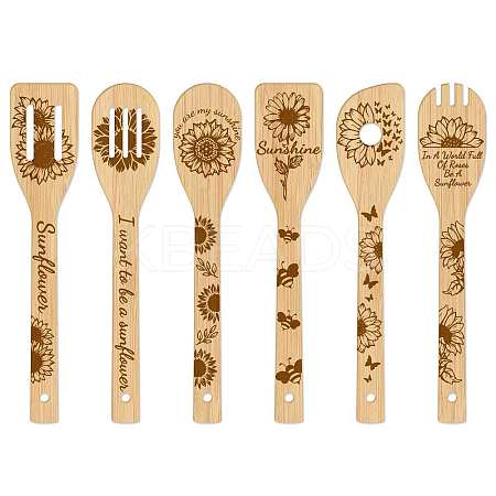 6Pcs Bamboo Spoons & Knifes & Forks AJEW-WH0411-001-1
