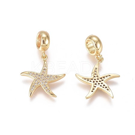 Brass Micro Pave Clear Cubic Zirconia European Dangle Charms LS-ZIRC-I036-22G-1