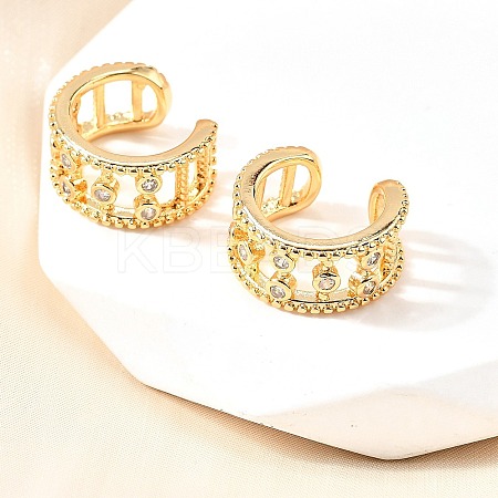 Brass Micro Pave Clear Cubic Zirconia Cuff Earrings EJEW-F370-10G-1