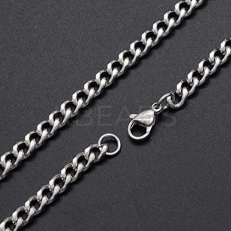 Men's 201 Stainless Steel Cuban Link Chain Necklaces NJEW-T012-04B-66-S-1