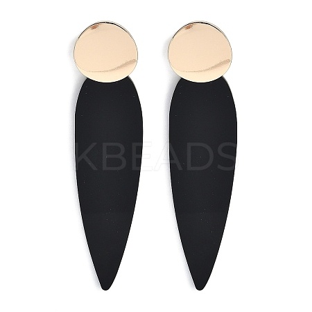 Brass Resin Teardrop Stud Earrings for Women EJEW-U030-01G-03-1
