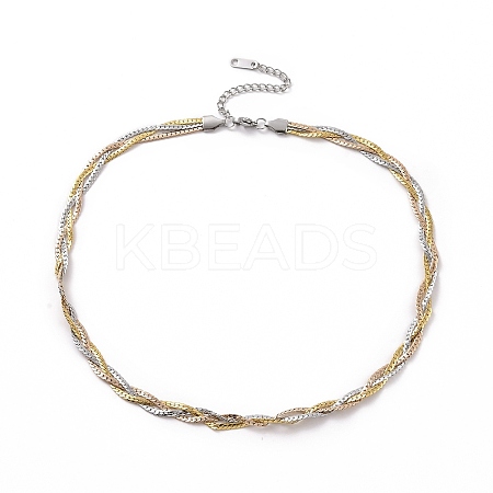 304 Stainless Steel Braided Cuban Link Chain Necklace for Women LS-NJEW-P271-04B-1