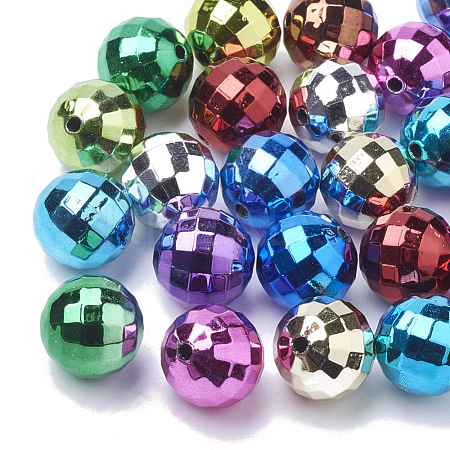 Color Plated Acrylic Beads PACR-R241-02-1
