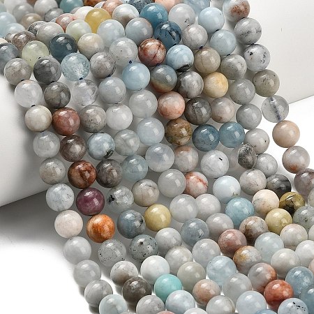Natural Aquamarine Beads Strands G-F591-29B-8mm-05-1