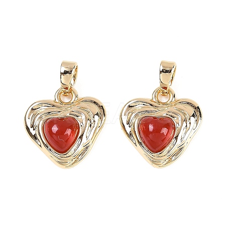 Natural Carnelian(Dyed & Heated) Heart Charms KK-U043-51G-01-1