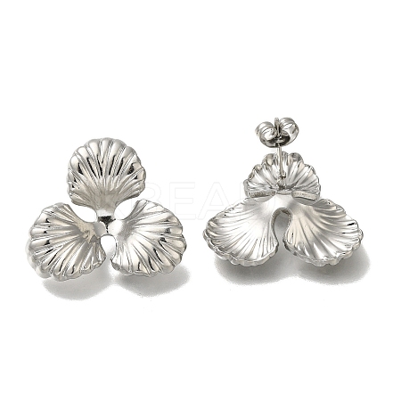304 Stainless Steel Flower Stud Earrings for Women EJEW-U027-03P-1