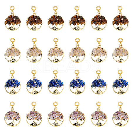 32Pcs 4 Styles Natural Mixed Stone European Dangle Charms G-DC0001-14-1