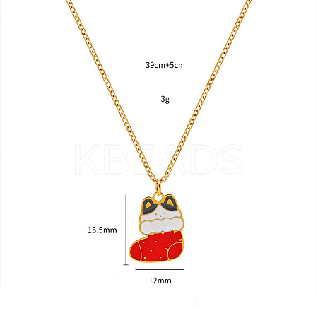 Christmas 304 Stainless Steel Enamel Pendant Necklaces FS-WGDAA96-09-1