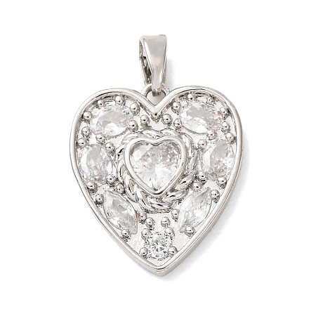Valentine's Day Brass Pave Clear Cubic Zirconia Pendants CU-H001-01P-1