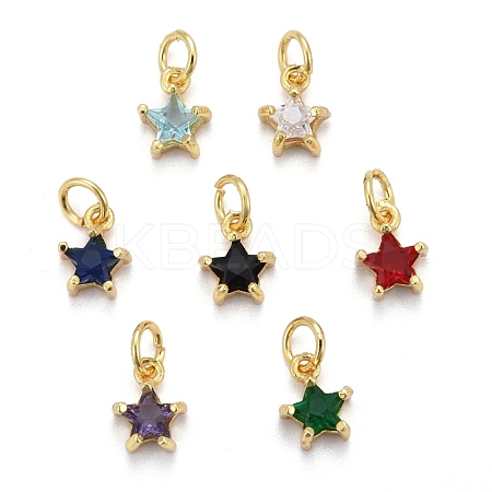 Brass Micro Pave Cubic Zirconia Pendants KK-P192-10-1