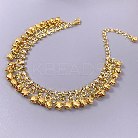 Alloy Crystal Rhinestone Bell Charm Tassel Anklets for Women WG95FC9-04-1