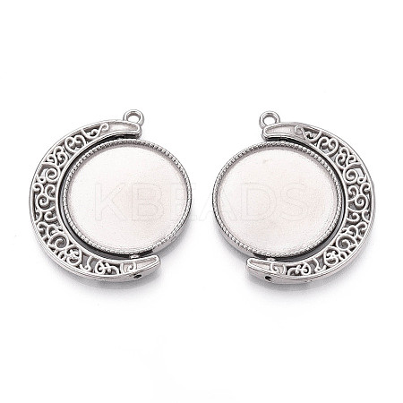 Non-Tarnish 304 Stainless Steel Rotatable Pendant Cabochon Settings STAS-N114-01P-1