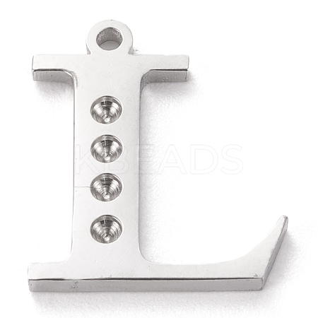 Tarnish Resistant 304 Stainless Steel Letter Pendant Rhinestone Settings STAS-J028-01L-1