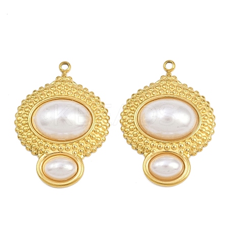 304 Stainless Steel & ABS Plastic Imitation Pearl Pendants STAS-Z166-15G-1