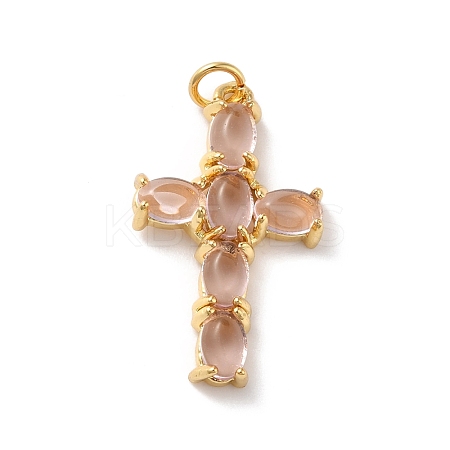 Rack Plating Brass Micro Pave Cubic Zirconia Pendants X-KK-A160-02G-1