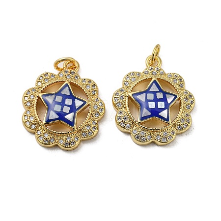 Brass Micro Pave Cubic Zirconia Pendants KK-H457-02G-01-1