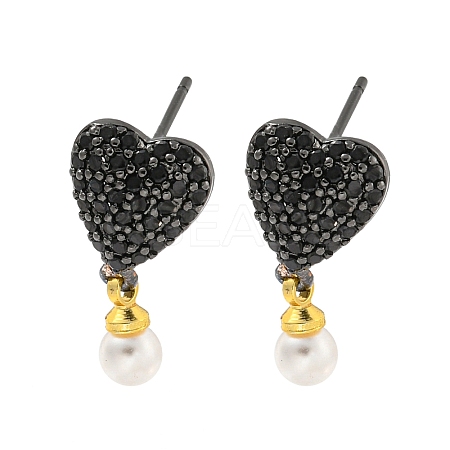 Rack Plating Brass Micro Pave Cubic Zirconia Stud Earring EJEW-C102-09EB-1