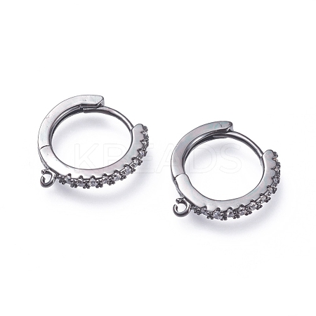 Brass Micro Pave Cubic Zirconia Huggie Hoop Earring Findings ZIRC-G156-07B-1